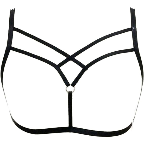 exy Halter Kvinnor BH Sele Hål Ut Kropp Bur Bralette Cupless Strappy Lingerie En Storlek D