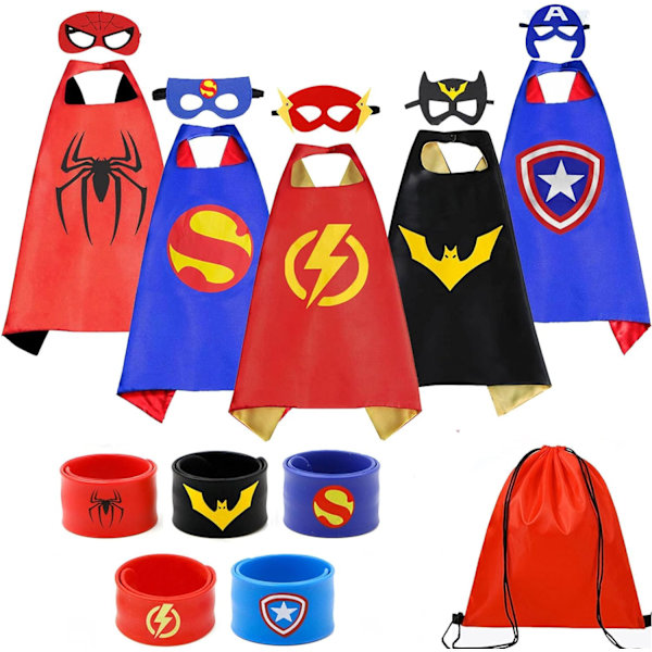 Ks Costumes 8PCS Superhjälte Capes Set och Slap Armband för Pojkar, Flickor Klä Ut Festgåvor (8PCS för Pojkar, Flickor)