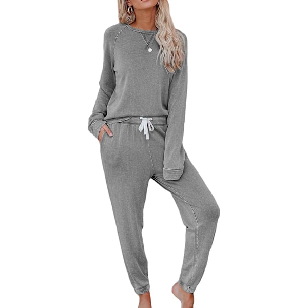 klia Mysig 2-delad outfit Lounge Sets för dam Loungewear Långärmad toppar och Joggers Sweatpants Sweats Track Suits Set