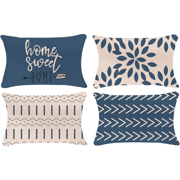 YLL Kuddfodral 18x18, Dekorativa Utomhus Linnekuddfodral Set om 4 för Soffa Säng och Bil 18x18 Tum 45x45 cm (S
