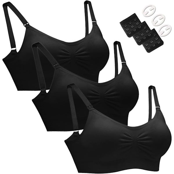 ISH Gravid Sömnlös Amningsbehå med Kuddar Cami Tank Top med Spänne Framtill för Enkel Amning med Kuddar Hylla-Behå 03 Solid: Svart Medium
