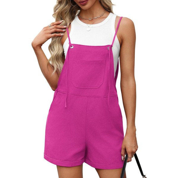 EFAN Dam Shorts Overalls Ärmlös Justerbar Rem Kort Rompers Jumpsuit Med Ficka Rosa Medium