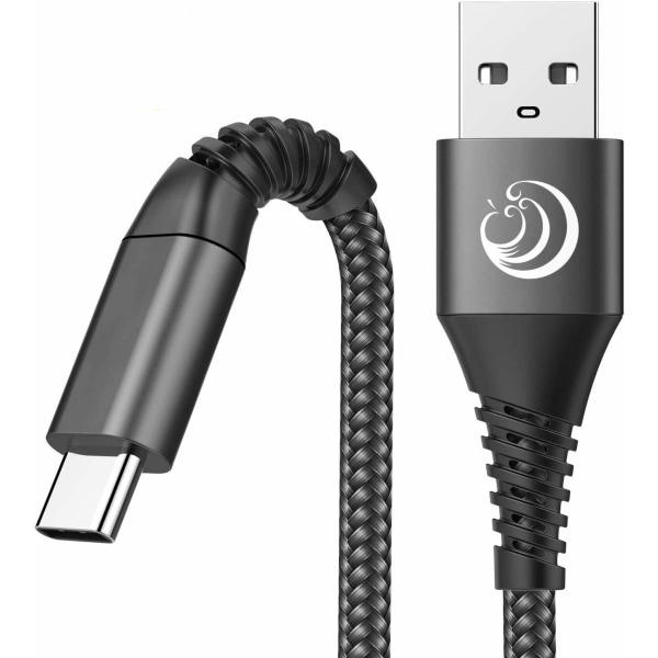 U C-kabel Aioneus [2-pack 6ft svart] Snabb typ C-laddningskabel Nylonflätad laddningskabel Kompatibel med Samsung Galaxy S20 Fe/S10/S9/S8+/A20/A50/