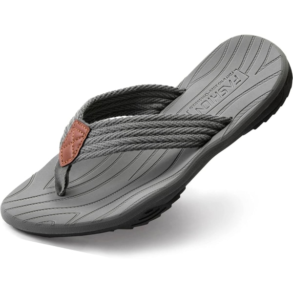 GNAR flip flops för män, komfortsandaler med stringtrosor med bågstöd, snabbtorkande halkfria reglage för utomhus sommarstrandgrå 11 US