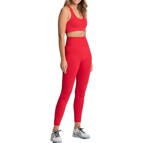 Dam Workout Outfits 2 Delar Yoga Set Gym Träning Sömlösa Yoga Leggings med Sport BH Fitness Aktivkläder,