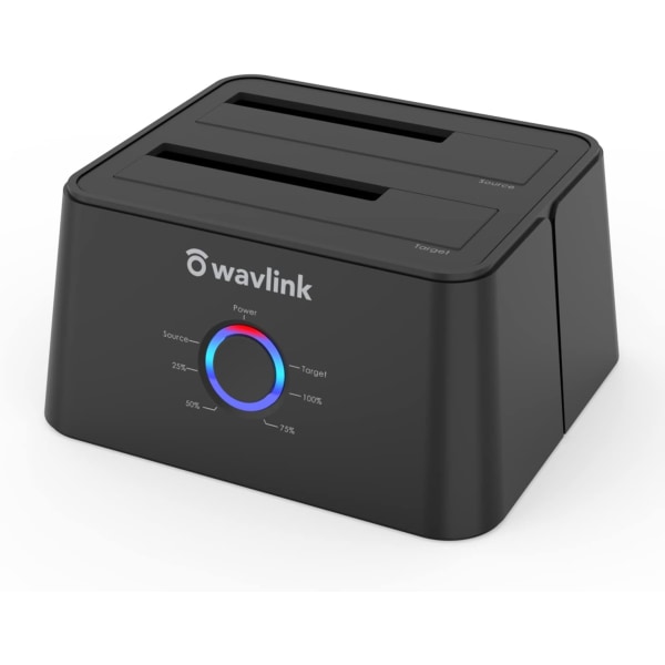 WLINK USB 3.0 till SATA I/II/III Dual-Bay Extern Harddisk Dockningsstation för 2.5/3.5 Tums HDD/SSD med UASP (6 Gbps), Stödjer Offline Klon Duplic