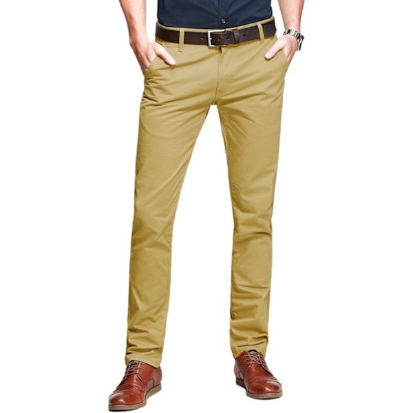 ch herr Slim Tapered Flat Front Casual byxor Khaki 30
