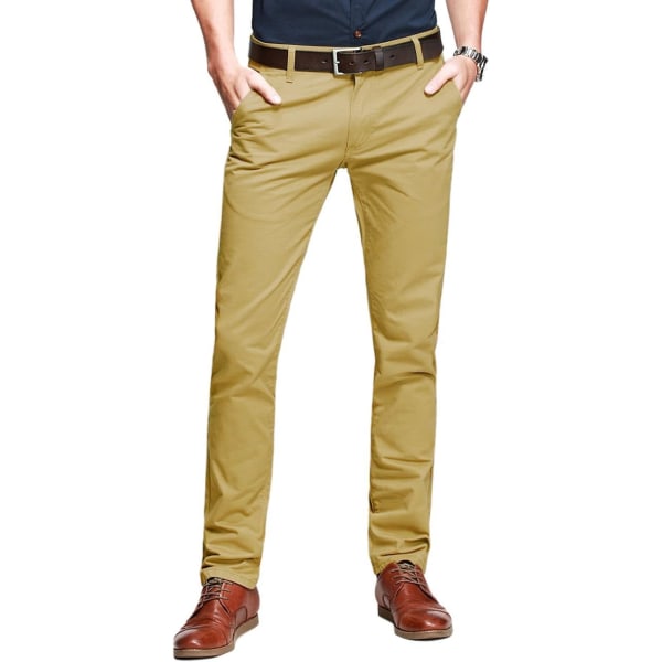 ch herr Slim Tapered Flat Front Casual byxor Khaki 34