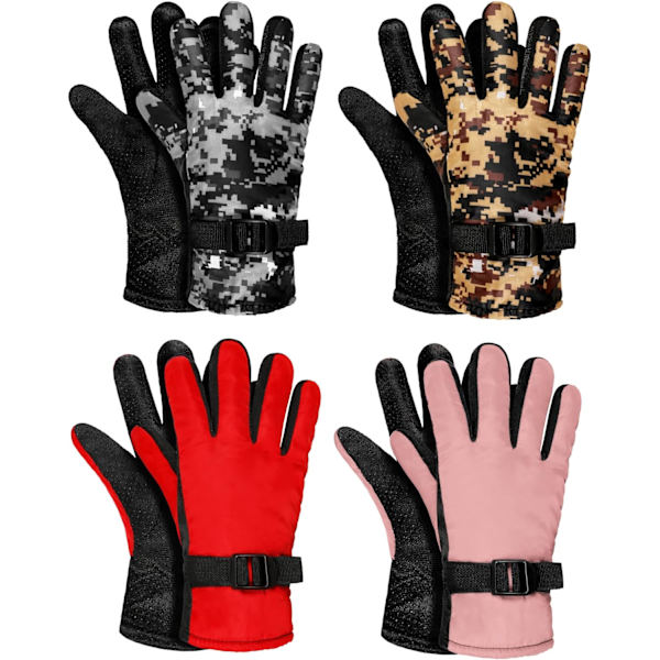 airs Barn Skidhandskar Vinter Vattentäta Handskar Skid Snö Varma Handskar Snowboardhandskar Unisex Kamouflagehandskar för Barn Klassisk