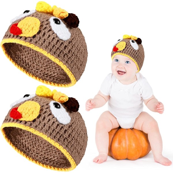 ieces Baby Thanksgiving Christmas Beanie Turkey Knitted Cap Toddler Cute Animal Beanie Unisex Warm Winter Hat Photo Prop