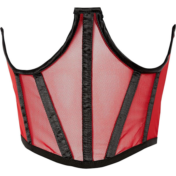 sy korsetter dam Black Mesh Open Cup Midja Cincher Röd XXL Plus