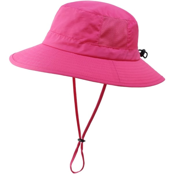 racy Toddler Kids UPF50+ Solhatt med bred brätte Solskyddande hatt för pojkar flickor Rose Red 1-3T