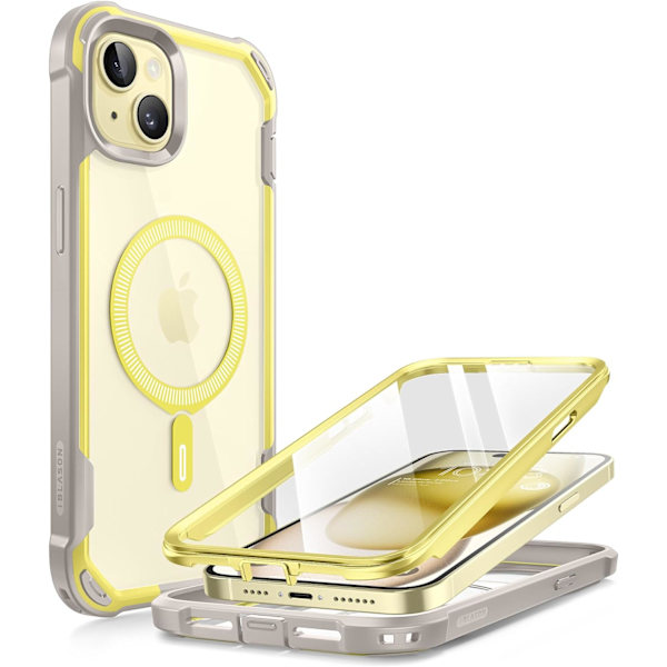 lason Ares Mag för iPhone 15 Fodral/iPhone 14 Fodral/iPhone 13 Fodral [6.1 tum], [MagSafe Kompatibel] Helkropp Stötsäker Ru Gul