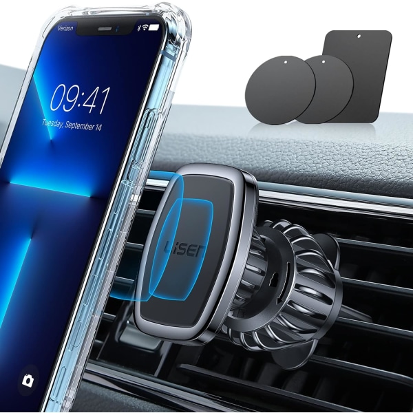 LEN Biltelefonhållare, [Uppgraderat klipp] Magnetisk telefonhållare för bil [6 starka magneter] Mobiltelefonhållare för bil [Fodralvänlig] iPhone-bilhållare
