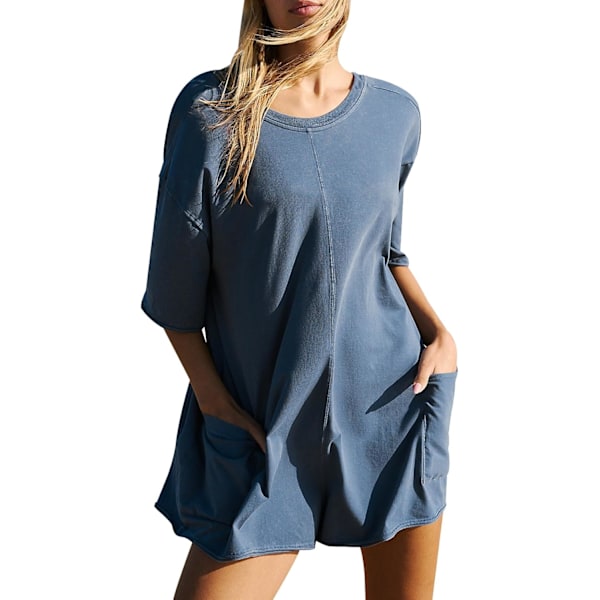 rlov Dam Athletic Tee Romper Korta Ärmar Träning Rompers Aktiv Onesie Casual Shorts Jumpsuit med Ficka