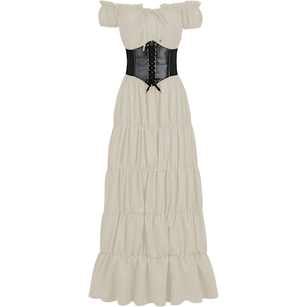 orful House Plus Size Medeltida Klänning, Renässans Prinsessklänning för Kvinnor Beige X-Large