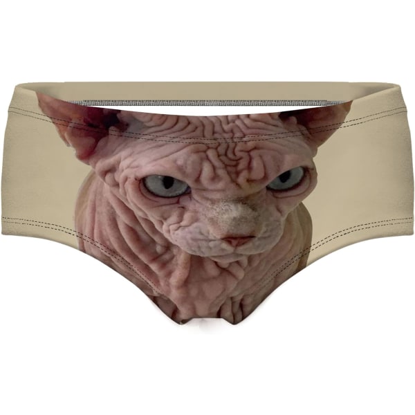 KAIJIA Dam Fashion Flirty Sexy Funny Naughty 3D Tryckt Söta Djur Underkläder Briefs Gåvor Ful Katt Stor