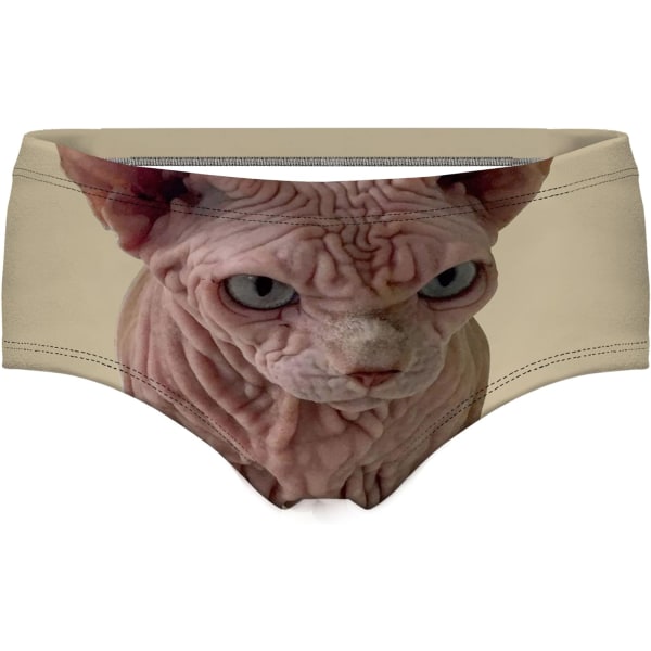KAIJIA Dammode Flirtig Sexig Rolig Stygg 3D printed Söta djur Underkläder Trosor Presenter Ugly Cat Medium
