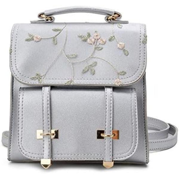 DOD Fashion Skolryggsäck Tonårsflickor Läder Dam Axelväska Ryggsäck Blommig Broderi Design Ryggsäck (4)