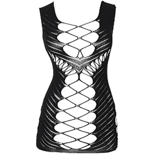QLL 2-pack damunderkläder nätstrumpor body glitter sexig mesh bodystocking exotiska underkläder nattkläder outfit klänning 2-pack svart
