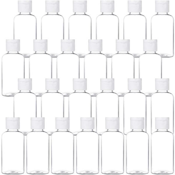 L Tomma plastflaskor Klara resebehållare Flaskor i resestorlek med cap, HDPE Klämbara påfyllningsbara toalettartiklar/kosmetikflaskor - Set med 25 -