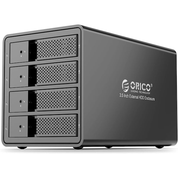 4-fack USB 3.0 till SATA extern hårddiskhölje för 3,5 tums HDD Stöd 64 TB (4 x 16 TB) Aluminiumlegering RAID-hölje Stöd RAID-läge Lagring