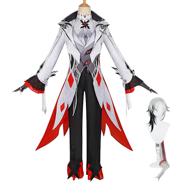 Cosplay Genshin Impact Kostym Komplett Anime RPG Kostym Set med Peruk för Cosplay - Halloween Outfit För Unisex Vuxen Arlecchino Liten
