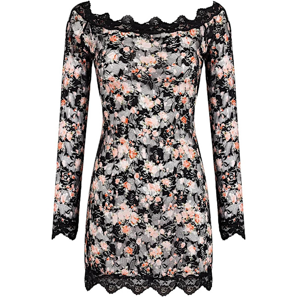 GERLOVE Dam Plus Size Sexig Underkläder Chemise Blomspets Babydoll Genomskinlig Body Lingerie Ros Tryck Liten / Medium