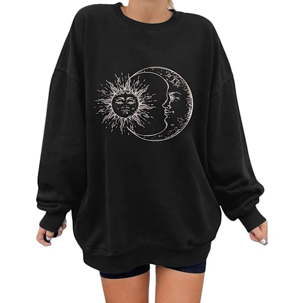 oco Dam Oversized Sweatshirts Grafisk Långärmad Crewneck Lös Passform Casual Pullover Toppar