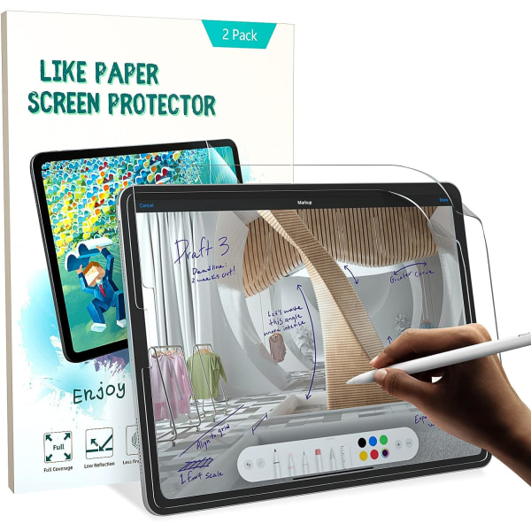 [Pack]Like Paper Skärmskydd Kompatibel med iPad Pro 11 (2021 & 2020 & 2018 modeller) & iPad Air 4 10,9 tum, Absone Like Paper Matt PET Film fo