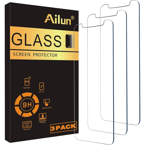 Aun Glass Skärmskydd kompatibel för iPhone 11/iPhone XR, 6,1 tum 3-pack härdat glas