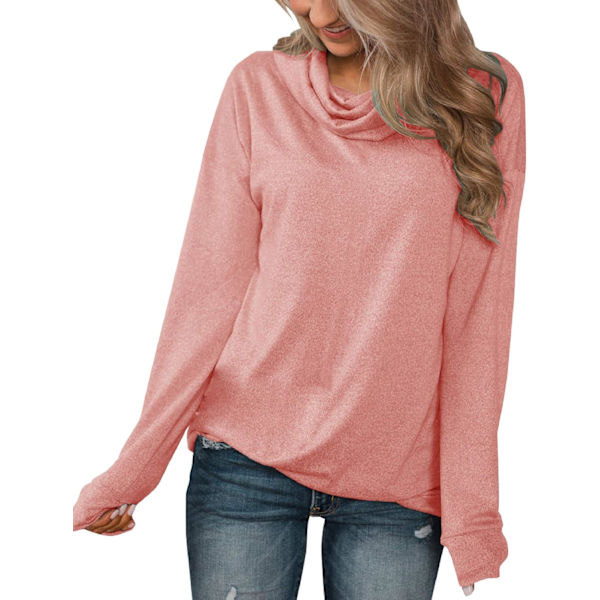 thunter Dam långärmad pullover med krage och huva, avslappnad sweatshirt