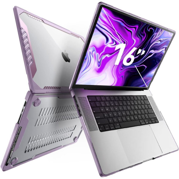 CASE Unicorn Beetle Series Case för MacBook Pro 16 Inch (2021 release) A2485 M1 Pro / M1 Max, Dual Layer Hard Shell Prot Lilac