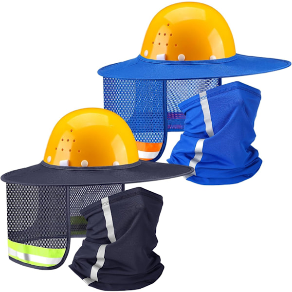 ieces/ 2 set solhatt med hög synlighet solskydd full bredd mesh nackskydd solskydd nackskydd nackskydd bandana ansikte blå, marinblå