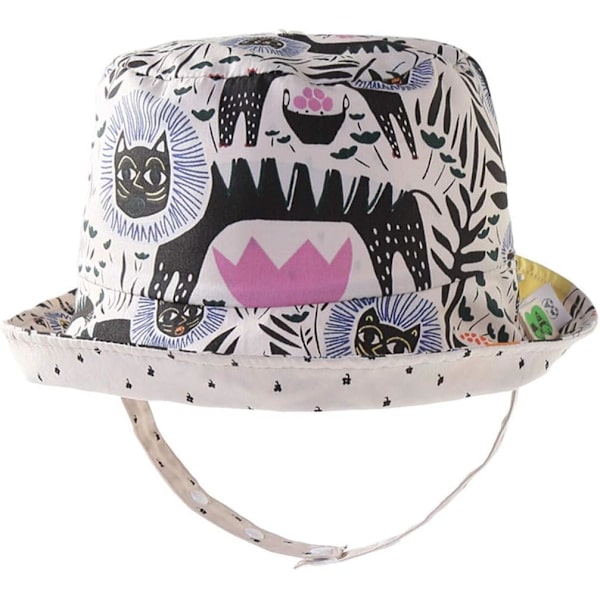 racy Baby Toddler Kids Vändbar Solhatt UPF 50+ Solskydd Bucket Hat Fällbar Strandhatt Vit/Marinblå 6-12 Månader