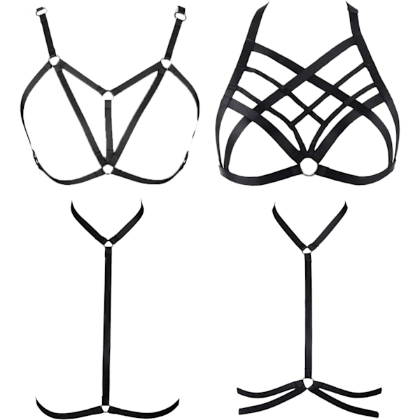 O STEEL 4 st Kvinnors Strappy Cage BH Sexig BH Sele för Kvinnor 4 st Rygg 02
