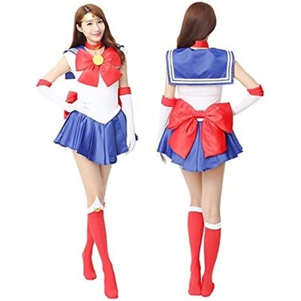 För Cosplay Sailor Moon Usagi Tsukino Serena Full Set För Cosplay Kostym för Kvinnor med Rosett, Handskar, Strumpor Halloween Anime  Medium