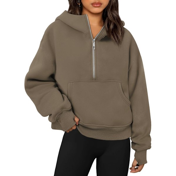 N Halv Zip Pullover Sweatshirts för Kvinnor Kvarts Zip Up Hoodies Fleece Tröjor Höst Mode Outfits 2023 Vinterkläder