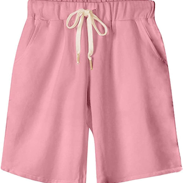 ket Dammjuk mjuk stickad elastisk midja jersey Bermuda shorts med dragsko