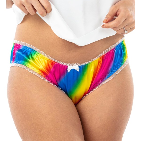 ini Tanga Bikini Damunderkläder Underkläder Trosor Satin Trosor Rainbow Large