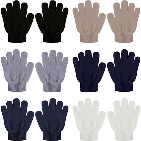 6 par vinterbarnhandskar varma stickade småbarnshandskar babyhandskar mjuka tjocka stretchiga handskar vantar för pojkar flickor 1-4 år
