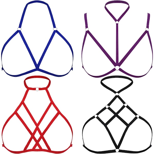 4 stycken kvinnors sele remmar ihålig ut kors elastisk bur brassiere cupless bh body underkläder för damer flickor…