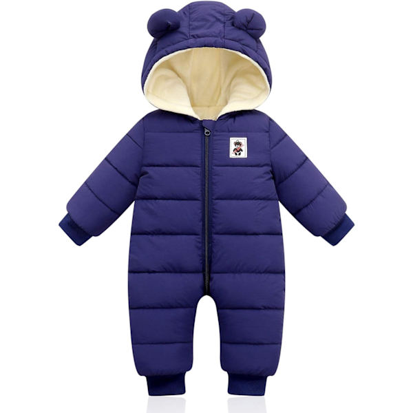 EALTHY Baby Snowsuit för spädbarn vinterjacka pojkar flickor kostym kappa ytterkläder overall marinblå 9-12 månader
