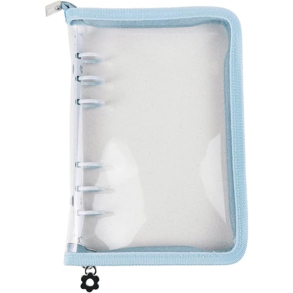 i Storlek 3 Cover Klar Mjuk PVC Cash Budgetpärmar Notebook Shell Protector med blå dragkedja för 3 Ho Blå Färg A6