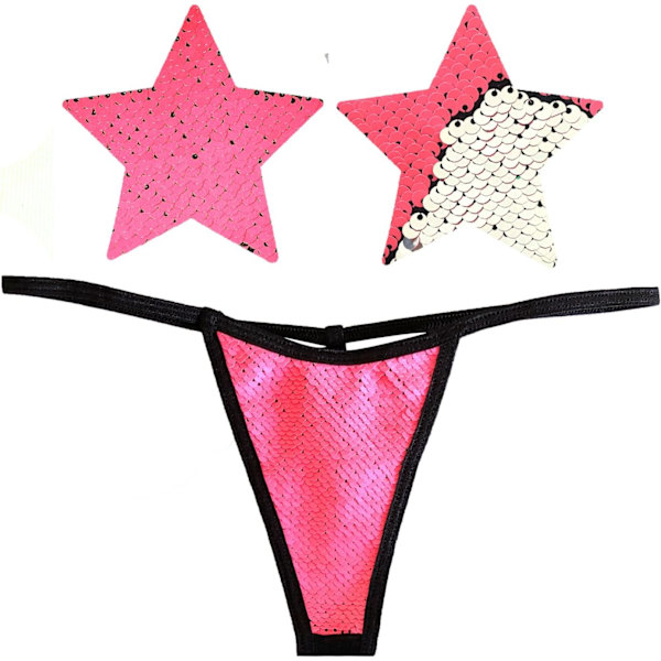 en Naken Naughty Nix G String med matchande Nipztix Pasties Rosa och Vit