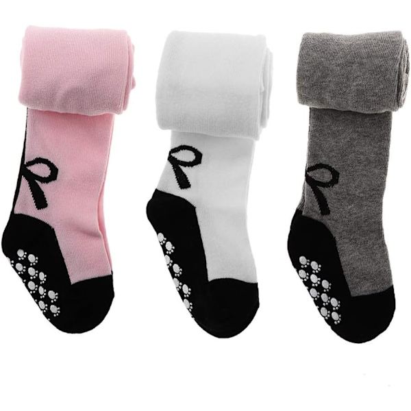 ching 3-pack halkfria leggings med rosett, byxor, strumpbyxor för spädbarn, småbarn, flickor, flerfärgade, 12–24 månader