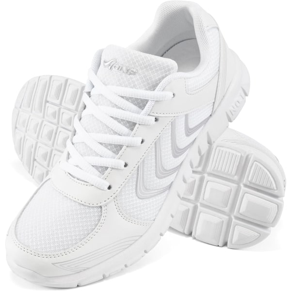 cegana Damer Andas Mesh Tennis Atletisk Snörning Mode Promenad Komfort Lättvikt Löp Vita Sneakers Sport Vita 4,5 US