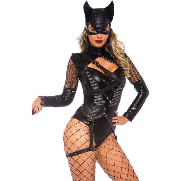 Avenue Dam 2-delad Cat Women-dräkt Vuxenstorlek Dräkter Svart Stor