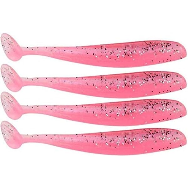 2ST Fishing Soft Lure 7,5 cm/2g Plast T Tail Bait Artificiell masksimbait för Ba Pink