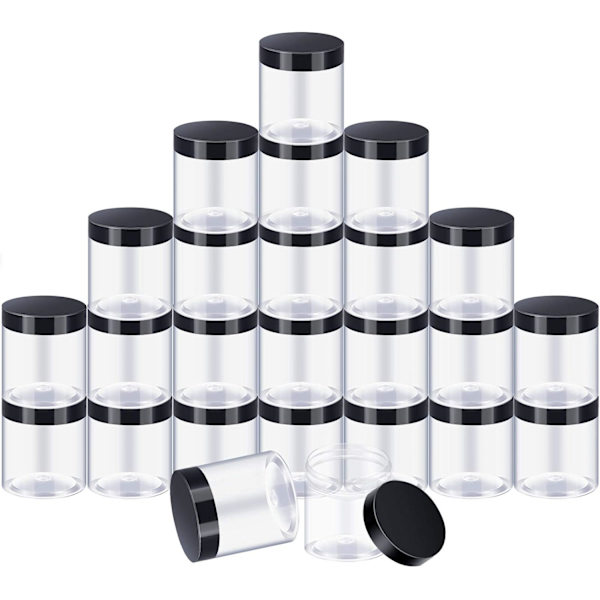 0ml, Svart lock) - 24 st klara runda förvaringsburkar i plast Bredmunniga plastbehållare burkar med lock för förvaring Li Svart lock 8 OZ